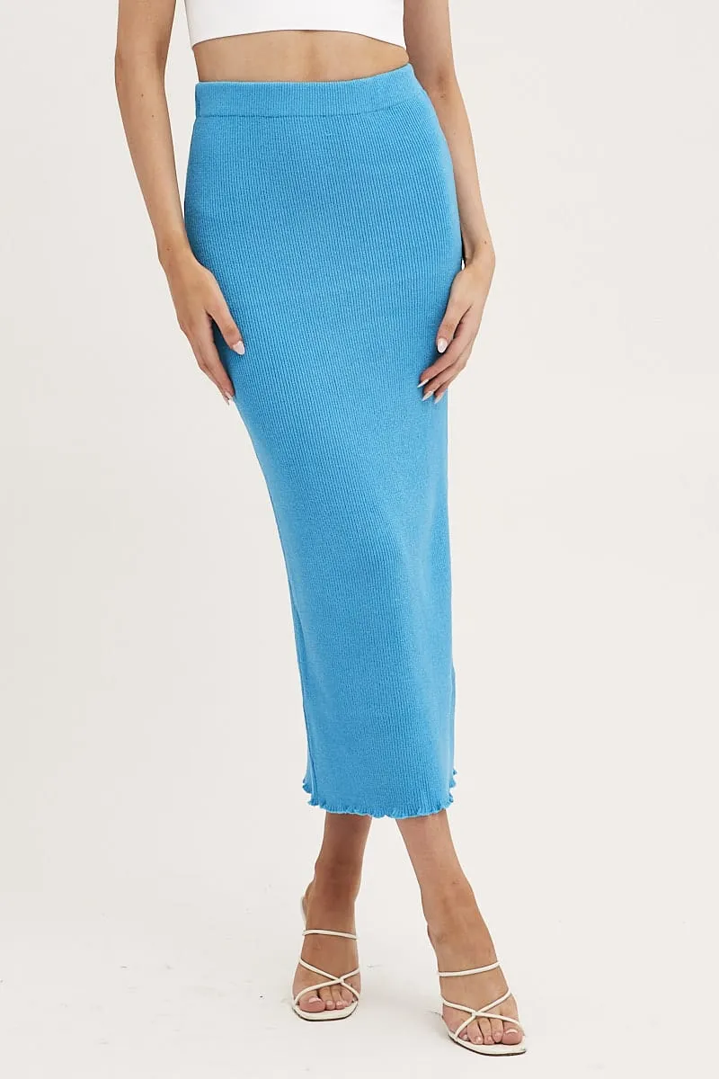 Blue Maxi Skirt Knit High Waist sold by Ally Fashion product image thumbnail 2