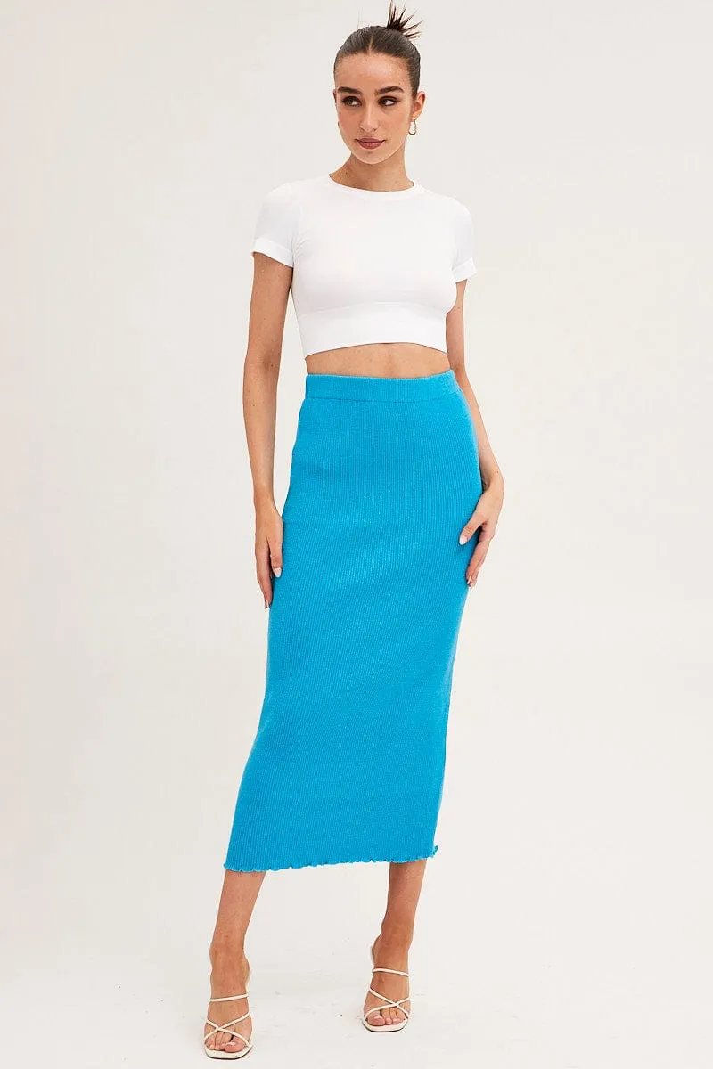 Blue Maxi Skirt Knit High Waist sold by Ally Fashion product image thumbnail 3
