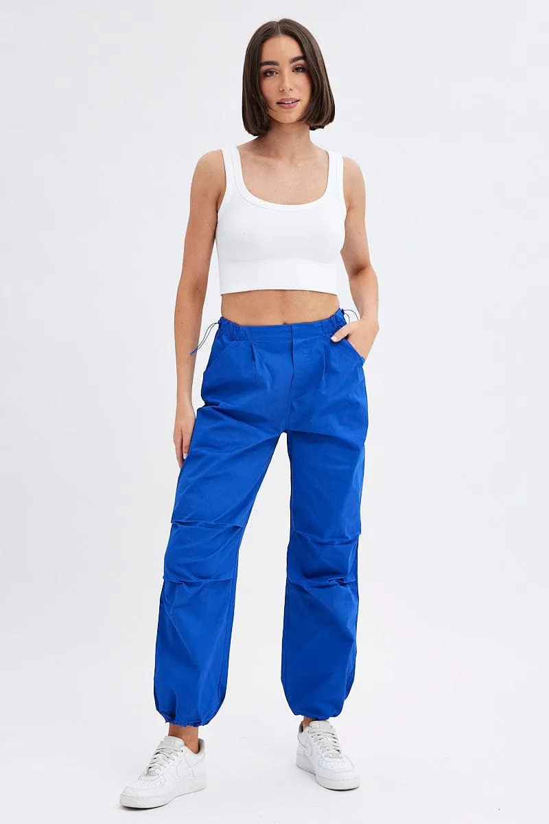 Blue Parachute Cargo Pants Low Rise sold by Ally Fashion product image thumbnail 4