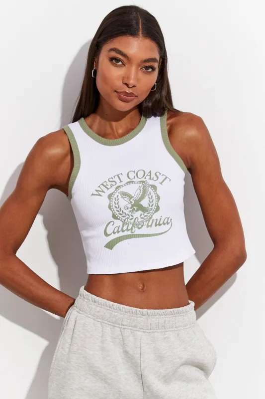 White Graphic Crop Top sold by Ally Fashion