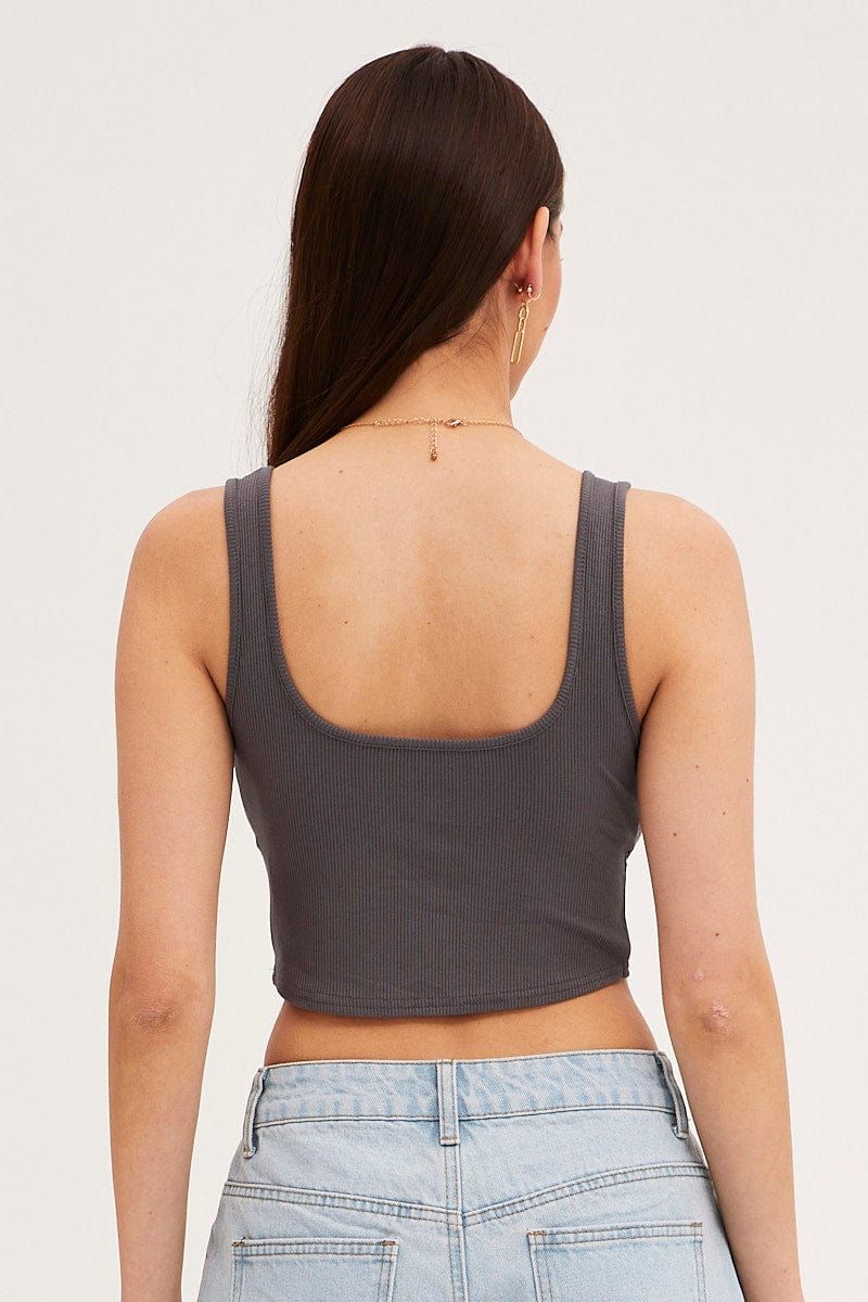 Grey Mesh Patchwork Tank Top Corset Top sold by Ally Fashion product image thumbnail 5