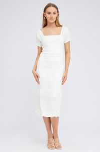 White Midi Dress Short Sleeve sold by Ally Fashion