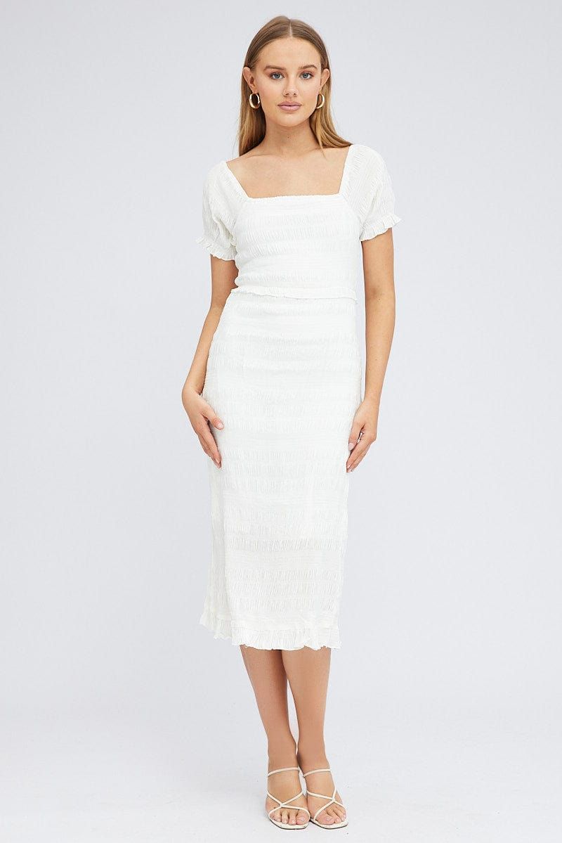 White Midi Dress Short Sleeve sold by Ally Fashion product image thumbnail 3