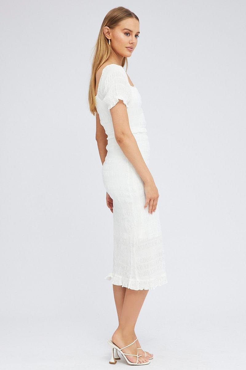 White Midi Dress Short Sleeve sold by Ally Fashion product image thumbnail 4