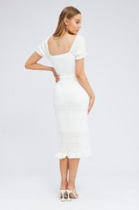 White Midi Dress Short Sleeve sold by Ally Fashion