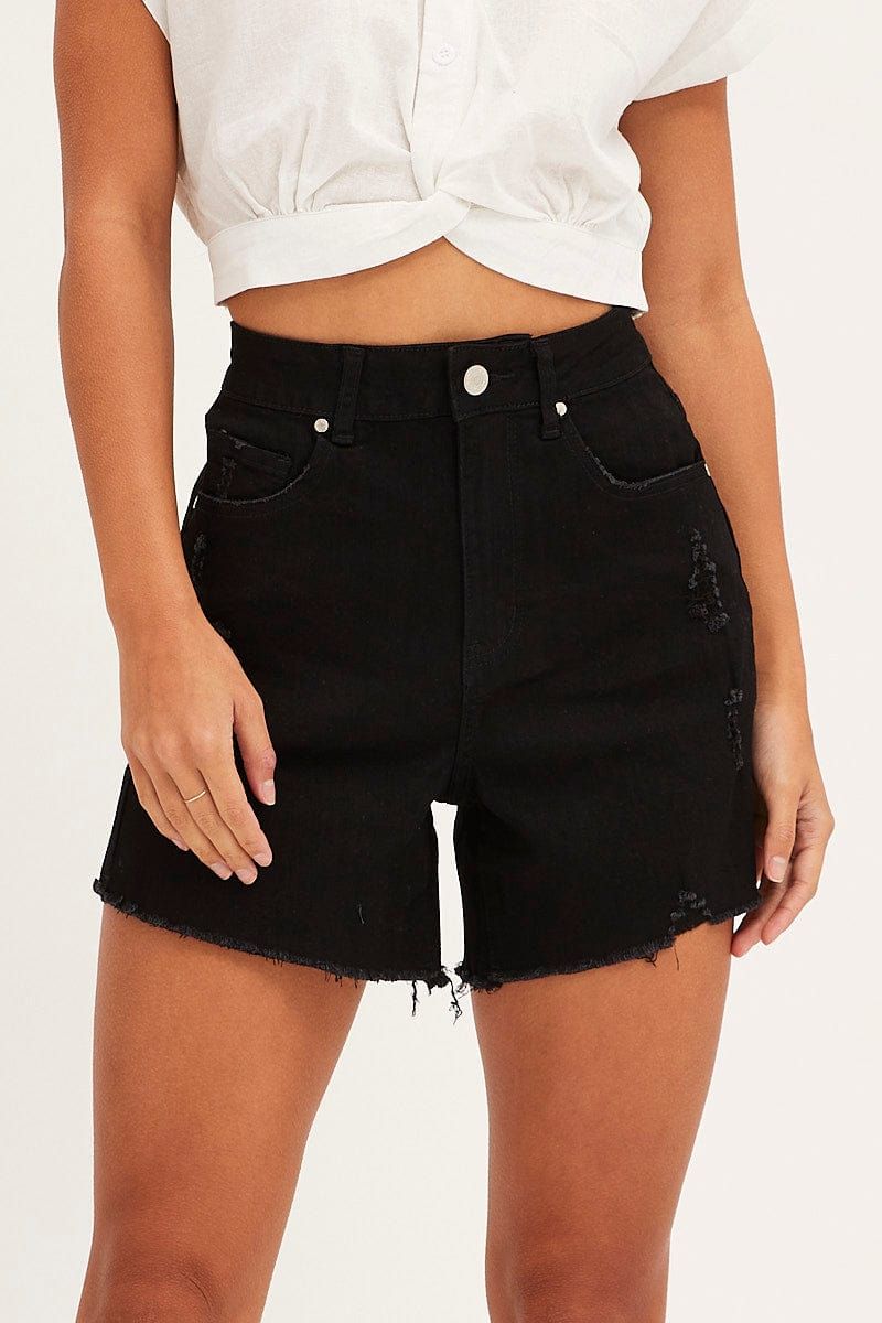 Black Skinny Denim Shorts High Rise sold by Ally Fashion product image thumbnail 2