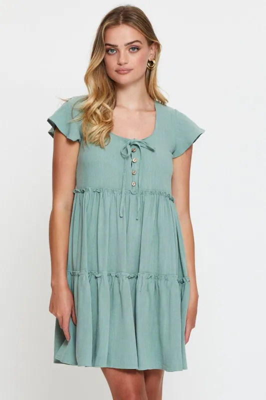 Green Mini Dress Short Sleeve sold by Ally Fashion