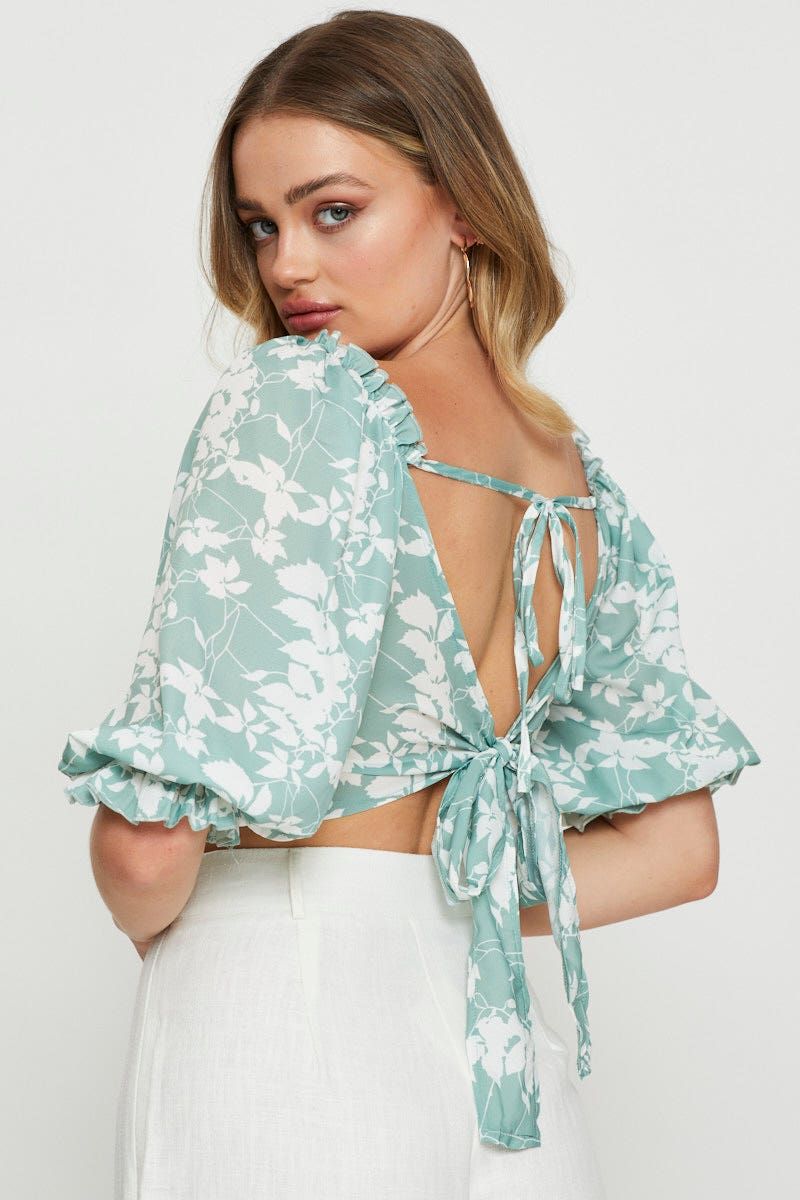 Print Crop Top Short Sleeve sold by Ally Fashion