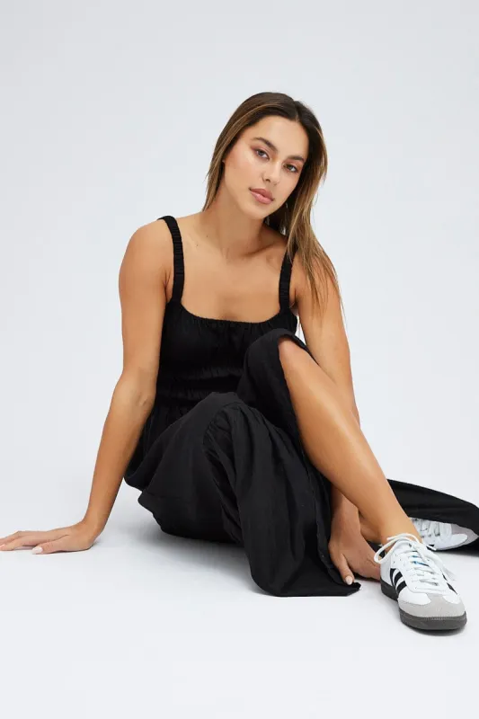 Black Maxi Dress Sleeveless Linen Blend sold by Ally Fashion