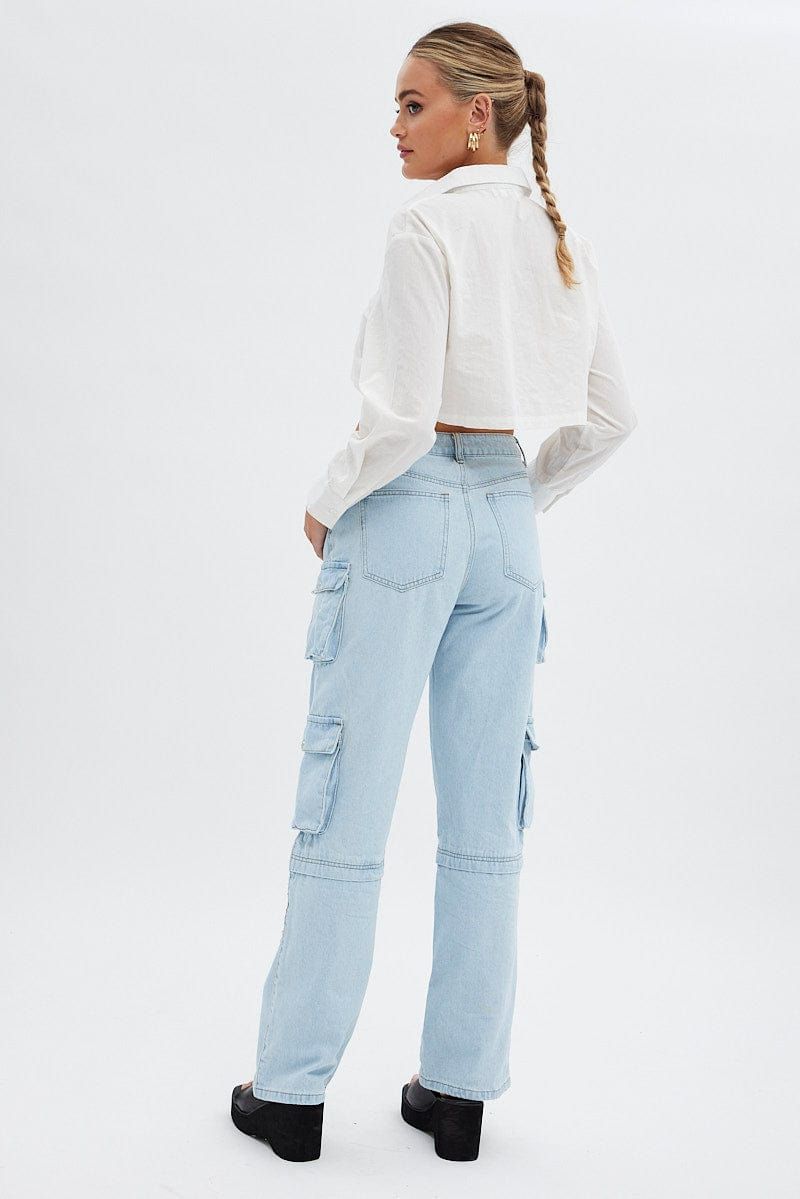 Blue Cargo Denim Jeans High rise sold by Ally Fashion product image thumbnail 5