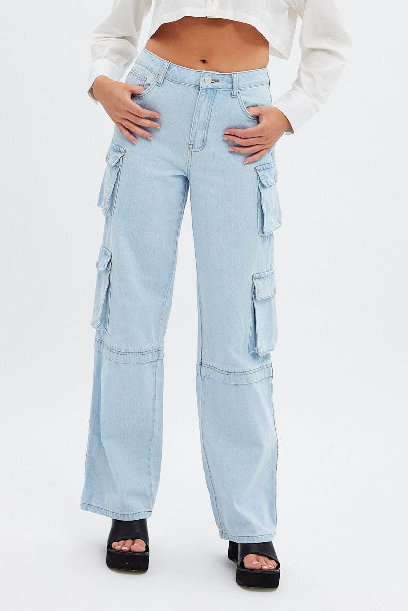 Blue Cargo Denim Jeans High rise sold by Ally Fashion product image thumbnail 2