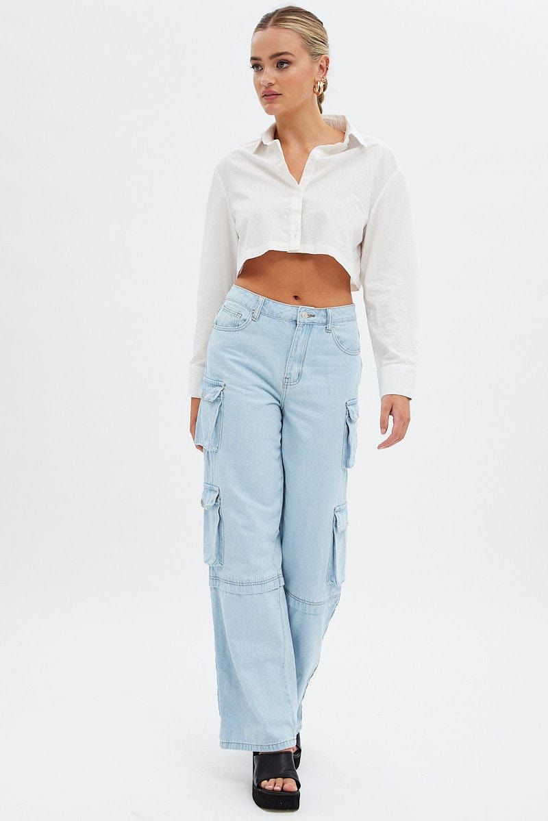 Blue Cargo Denim Jeans High rise sold by Ally Fashion product image thumbnail 3