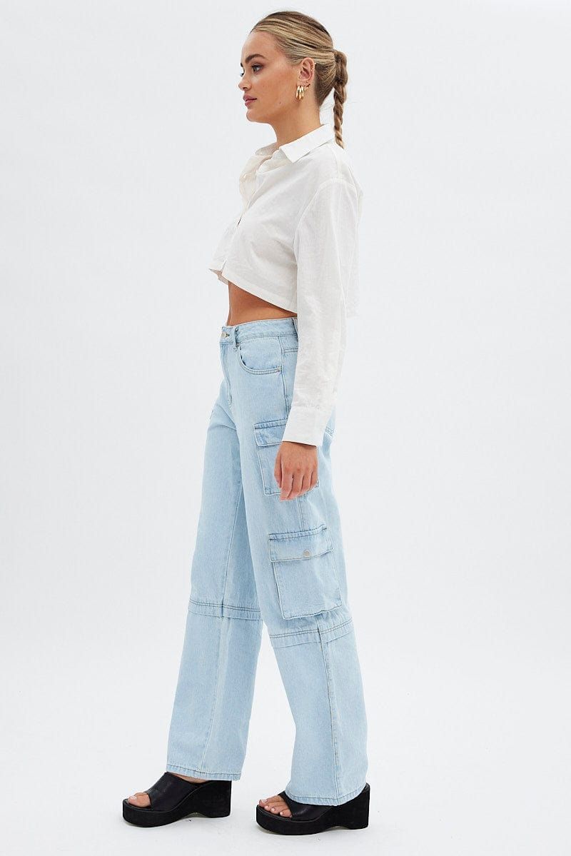 Blue Cargo Denim Jeans High rise sold by Ally Fashion product image thumbnail 4