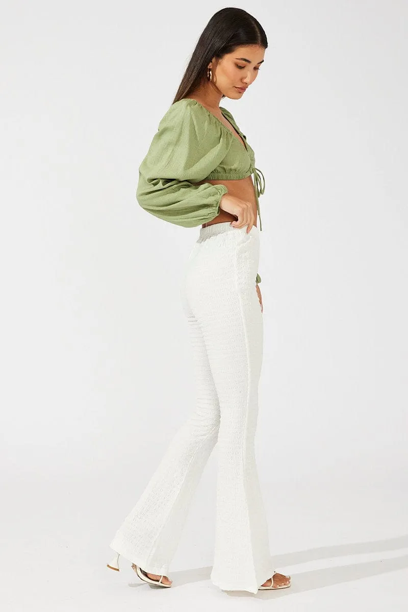 White Flare Leg Pants Textured Jersey sold by Ally Fashion product image thumbnail 4