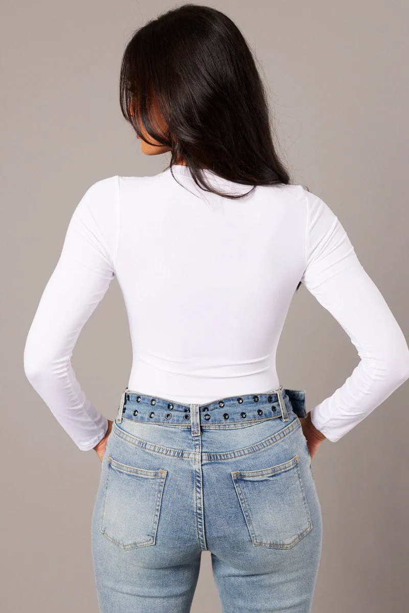 White Supersoft Bodysuit Long Sleeve sold by Ally Fashion product image thumbnail 4