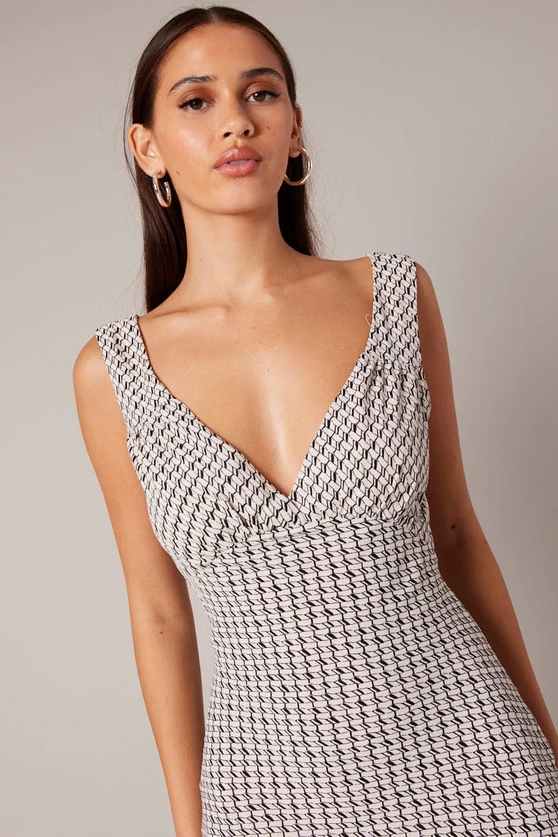 Beige Geo Slip Dress Maxi sold by Ally Fashion product image thumbnail 3