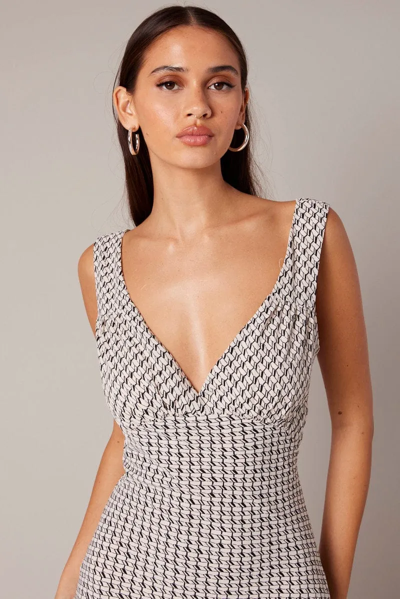 Beige Geo Slip Dress Maxi sold by Ally Fashion product image thumbnail 2