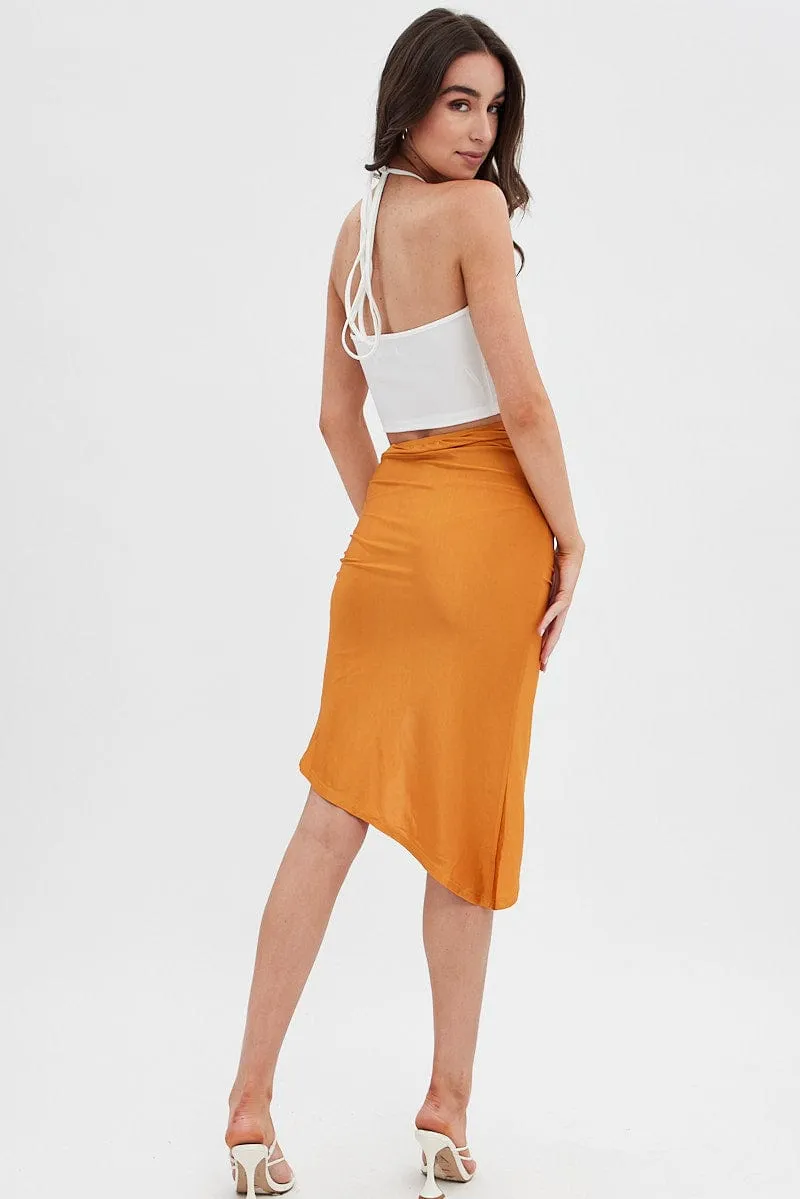 Beige Ruched Midi Skirt sold by Ally Fashion product image thumbnail 5