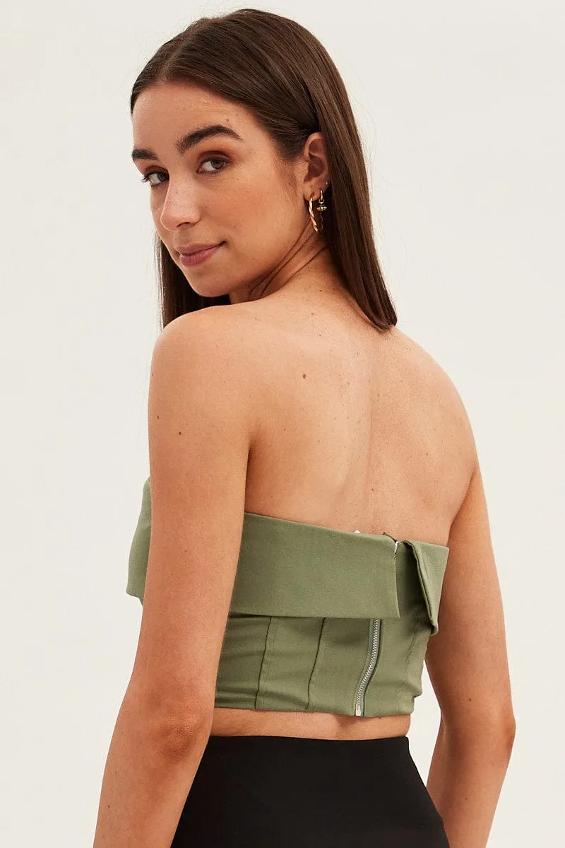 Green Bandeau Top Sleeveless Strapless Crop sold by Ally Fashion product image thumbnail 5