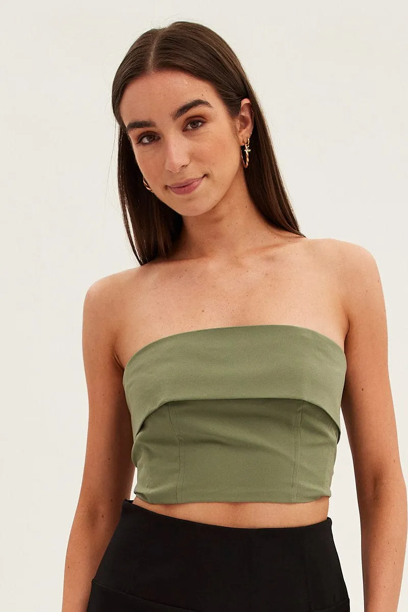 Green Bandeau Top Sleeveless Strapless Crop sold by Ally Fashion product image thumbnail 3
