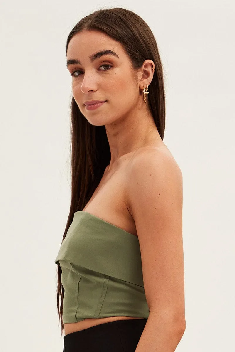 Green Bandeau Top Sleeveless Strapless Crop sold by Ally Fashion product image thumbnail 4