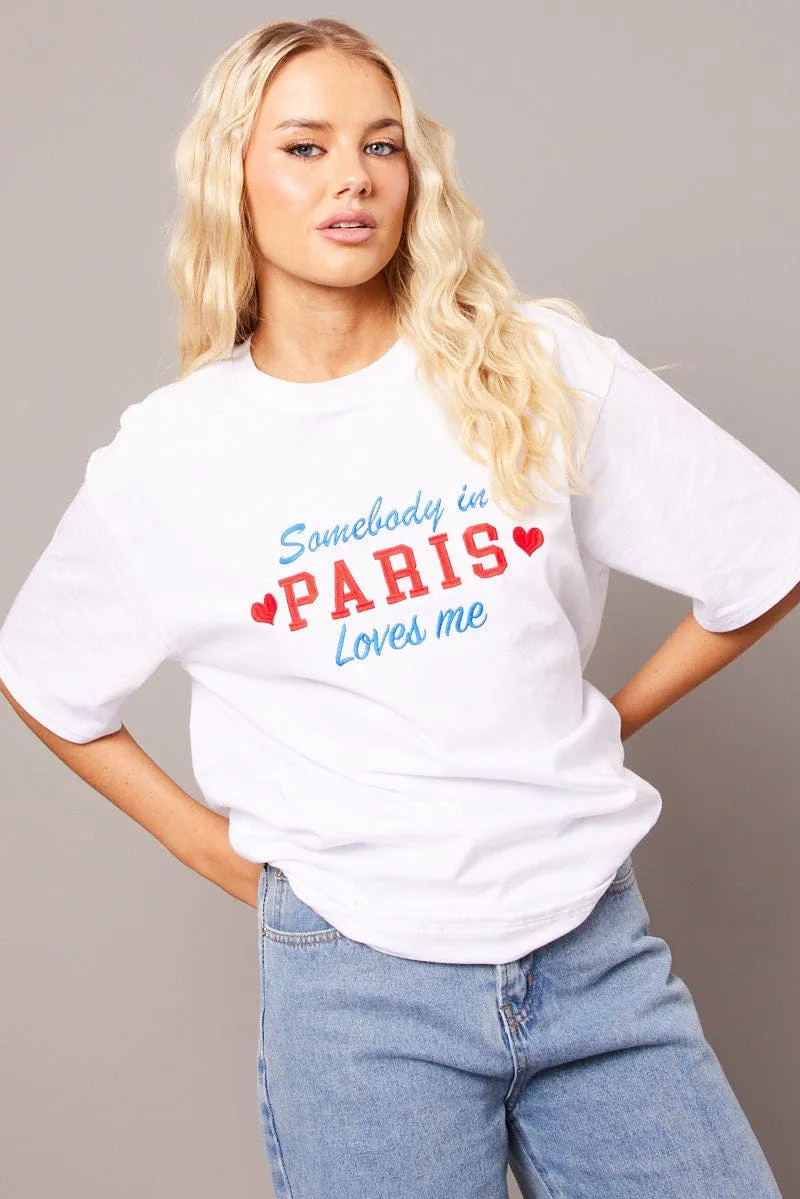 White Graphic Tee Short Sleeve sold by Ally Fashion