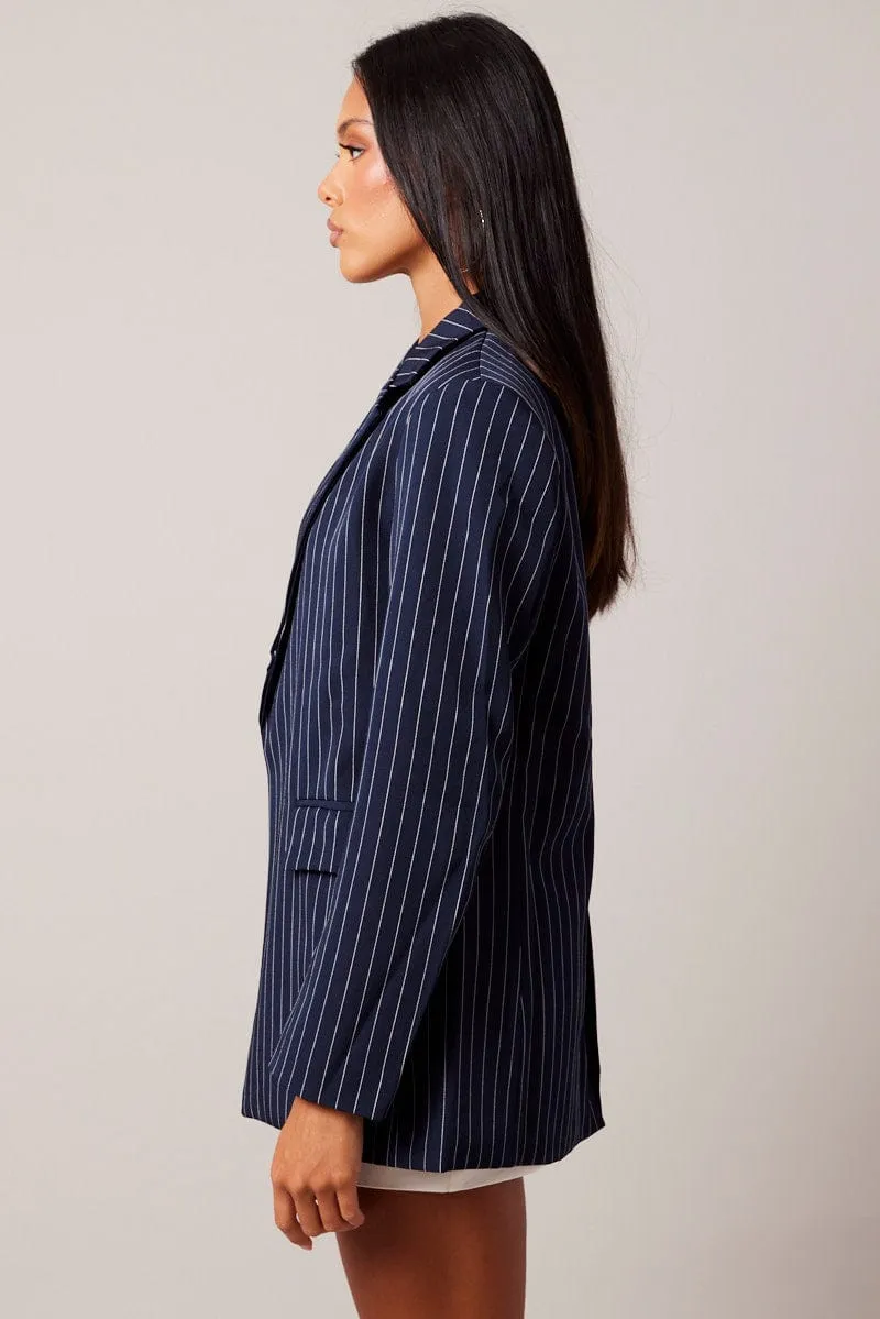 Blue Stripe Blazer sold by Ally Fashion product image thumbnail 4