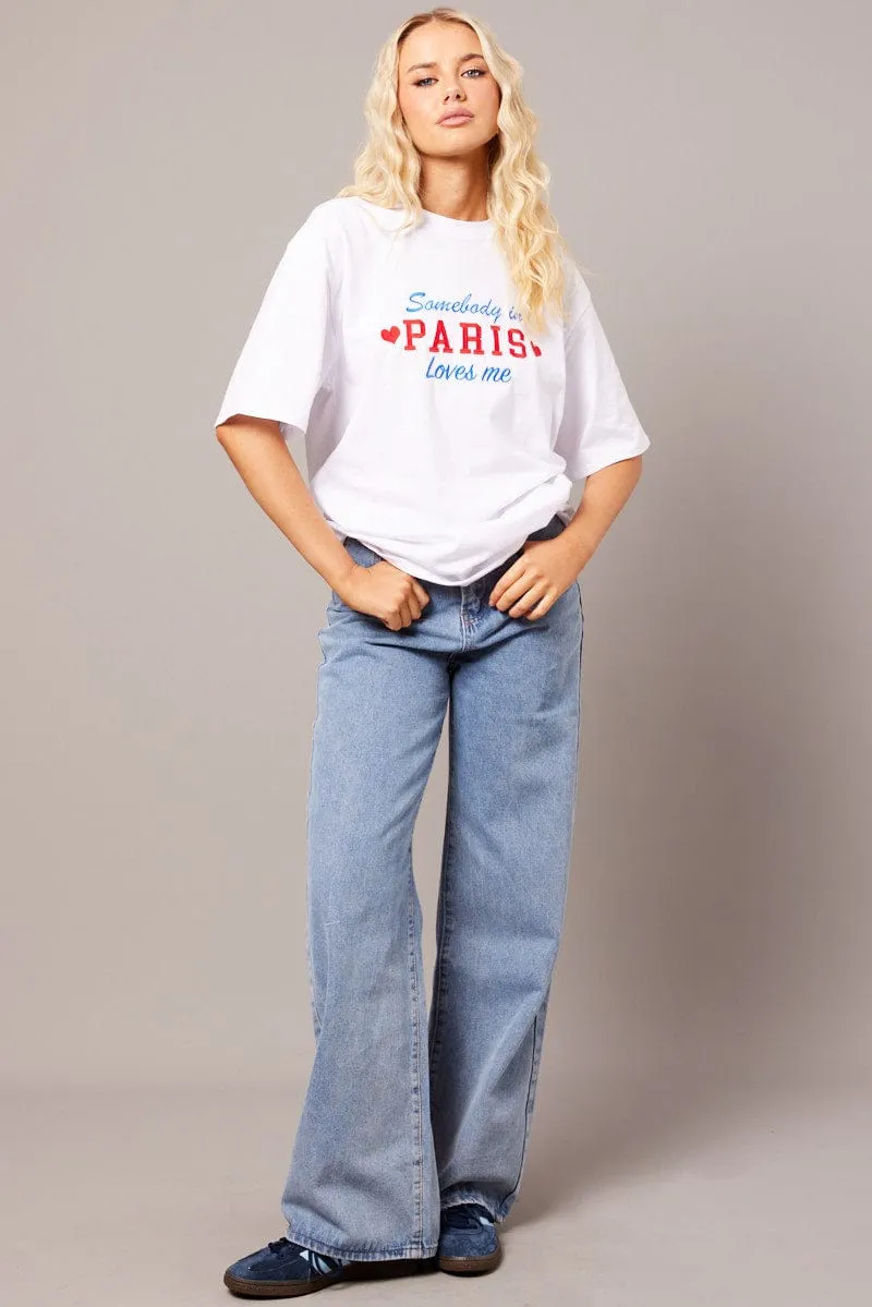 White Graphic Tee Short Sleeve sold by Ally Fashion product image thumbnail 2