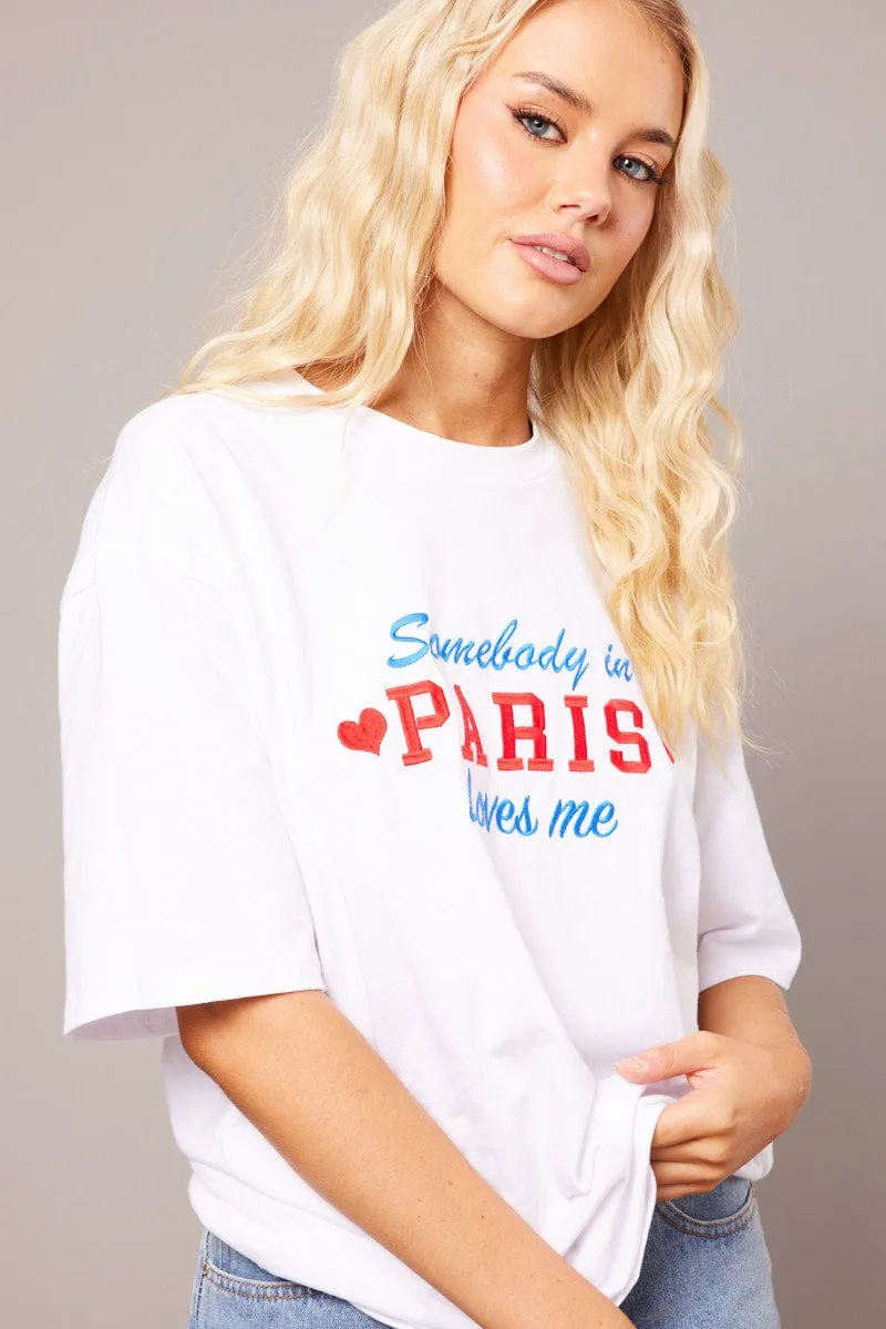 White Graphic Tee Short Sleeve sold by Ally Fashion product image thumbnail 3