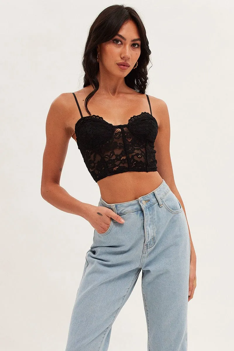 Black Floral Lace Corset Top sold by Ally Fashion product image thumbnail 3
