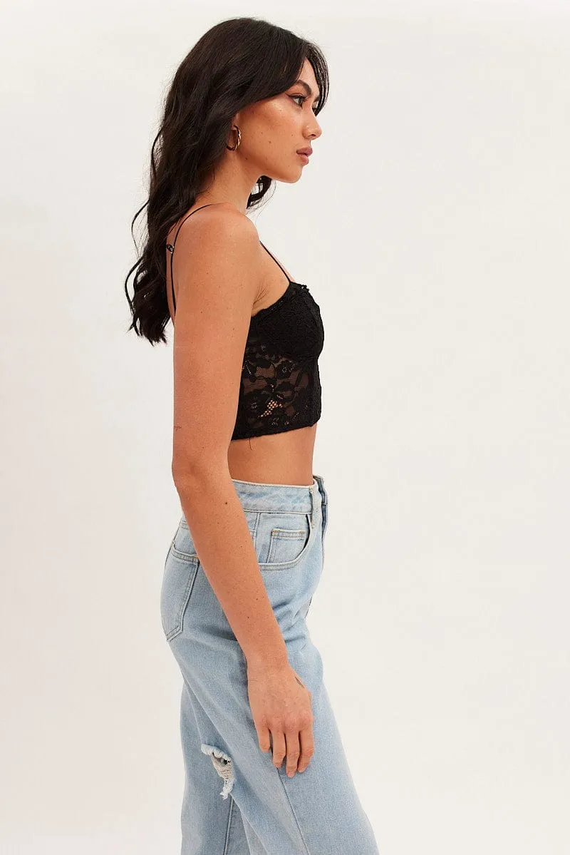 Black Floral Lace Corset Top sold by Ally Fashion product image thumbnail 4