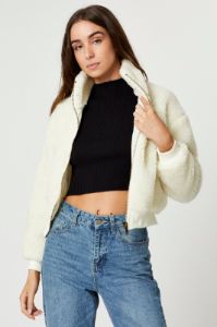 White Faux Fur Jacket Long Sleeve Oversized sold by Ally Fashion
