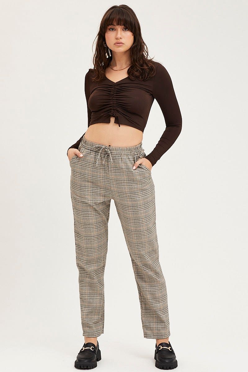 Check Slim Pants High Rise sold by Ally Fashion product image thumbnail 2