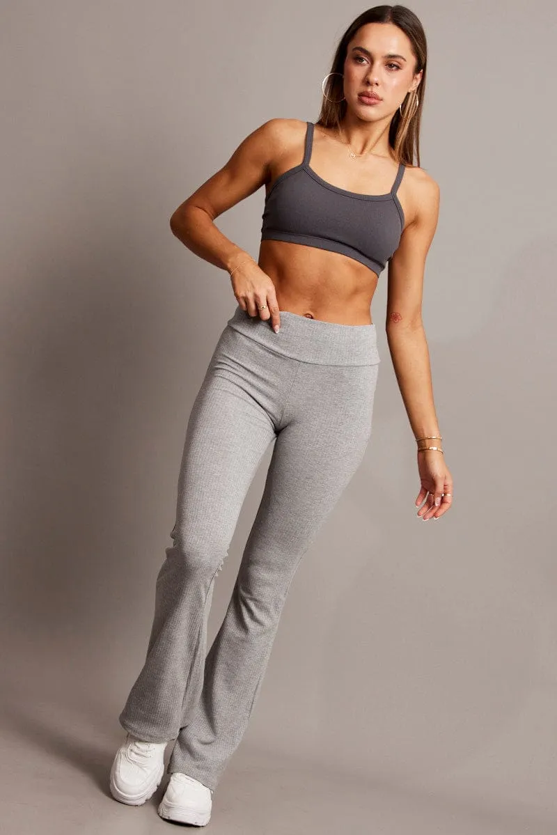 Grey Fold Back Flare Leg Pants sold by Ally Fashion product image thumbnail 3