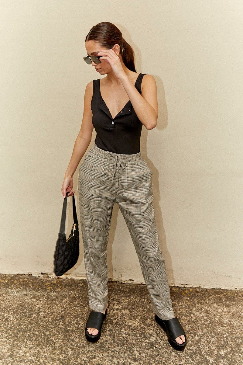 Check Slim Pants High Rise sold by Ally Fashion