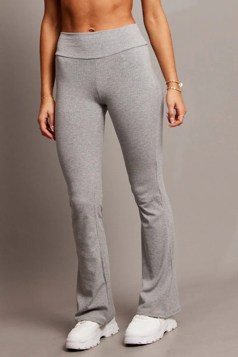Grey Fold Back Flare Leg Pants sold by Ally Fashion product image thumbnail 2
