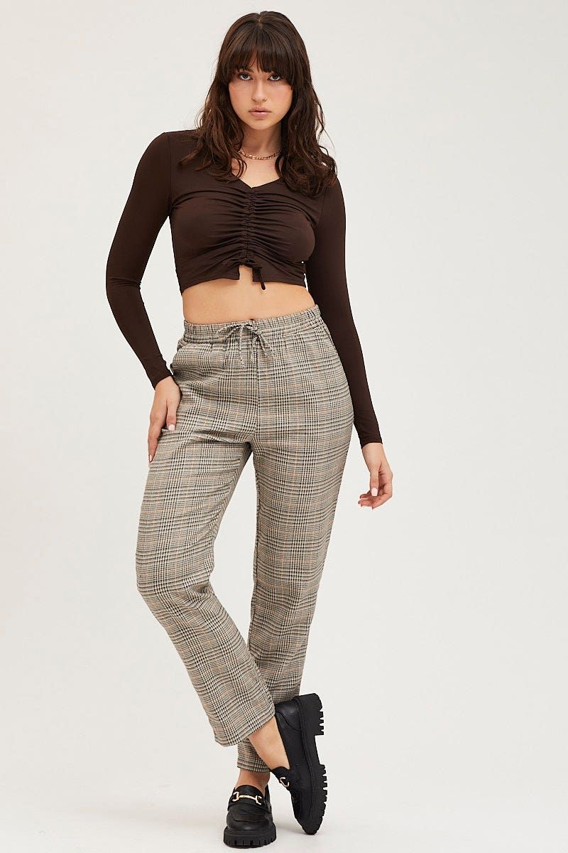 Check Slim Pants High Rise sold by Ally Fashion product image thumbnail 4