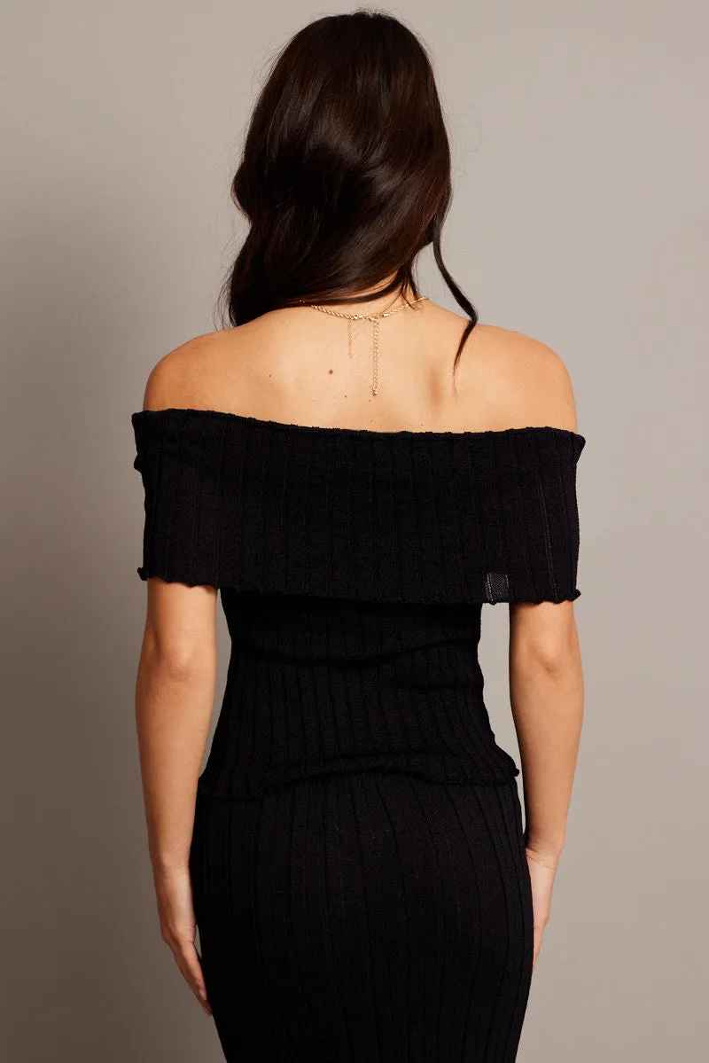 Black Off shoulder Knit Top sold by Ally Fashion product image thumbnail 5