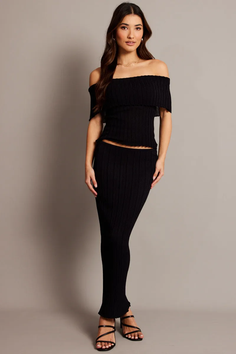 Black Off shoulder Knit Top sold by Ally Fashion product image thumbnail 2