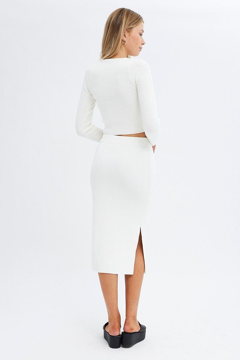 White Knit Skirt High Rise Midi sold by Ally Fashion product image thumbnail 6