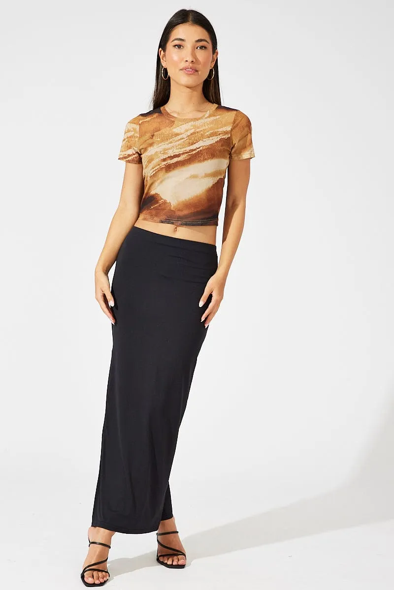 Brown Abstract Top Short Sleeve sold by Ally Fashion product image thumbnail 2