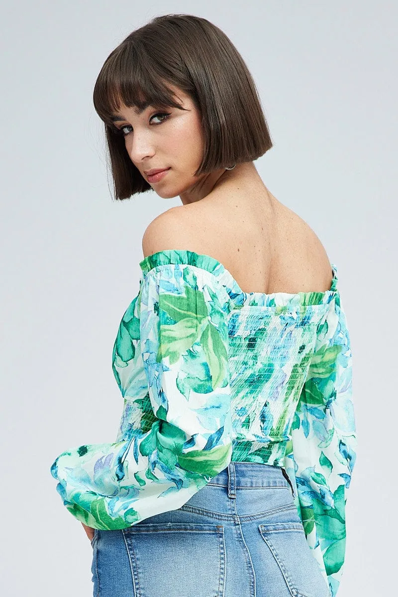 Green Floral Bodysuit Long Sleeve Floral Print sold by Ally Fashion product image thumbnail 5