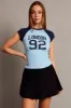 Blue Graphic Tee Raglan Short Sleeve sold by Ally Fashion