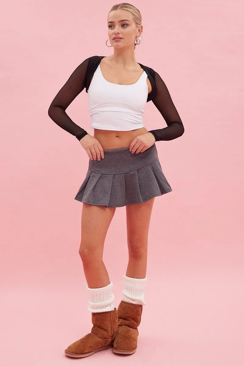 Grey Micro Mini Skirt Low Rise Tennis Jersey Lined sold by Ally Fashion product image thumbnail 3