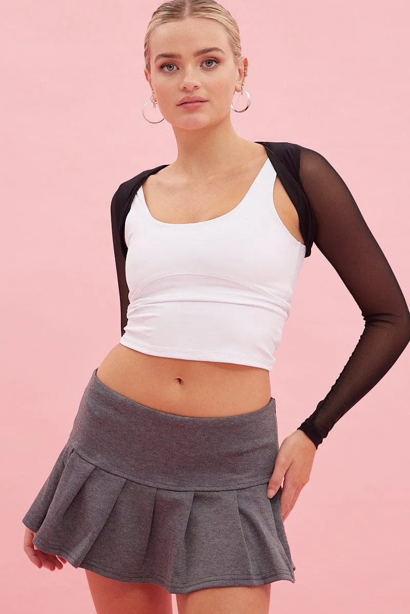 Grey Micro Mini Skirt Low Rise Tennis Jersey Lined sold by Ally Fashion