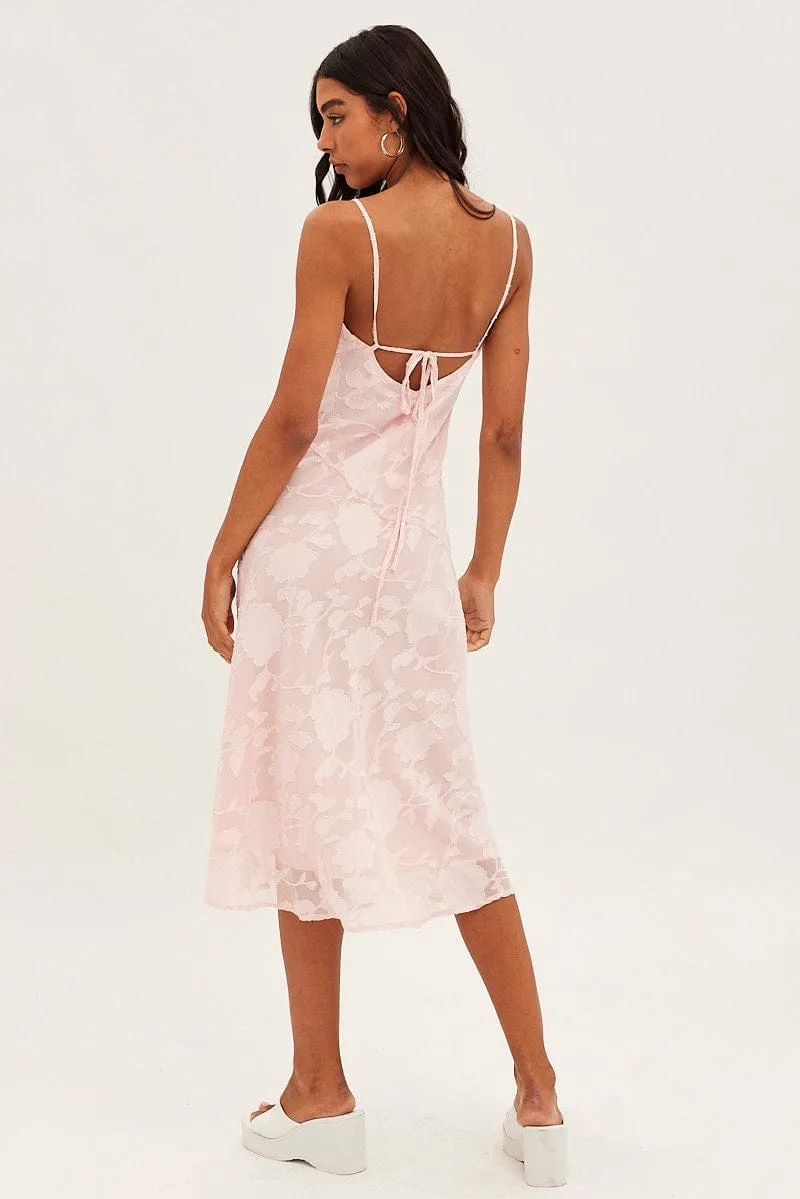 Pink Midi Dress Cowl Neck Burnout sold by Ally Fashion product image thumbnail 5