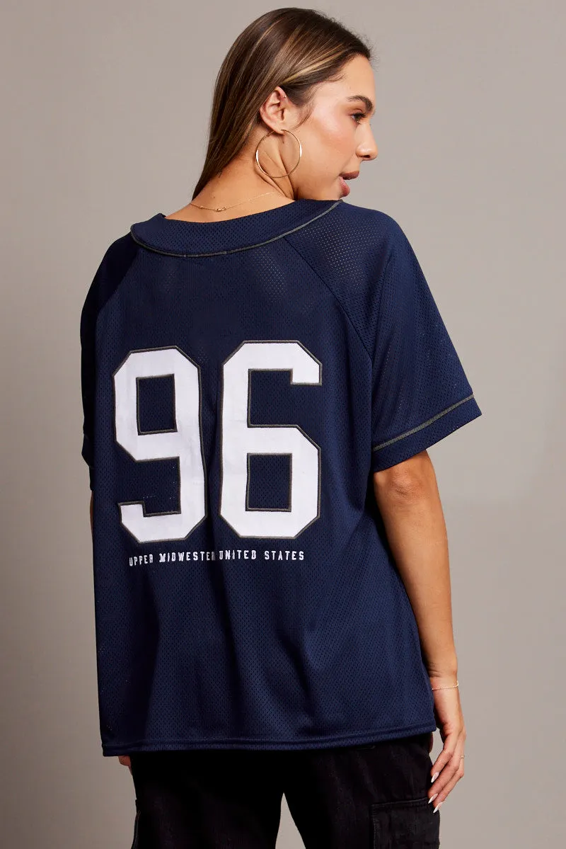 Blue Graphic Top Oversized Short Sleeve sold by Ally Fashion product image thumbnail 5
