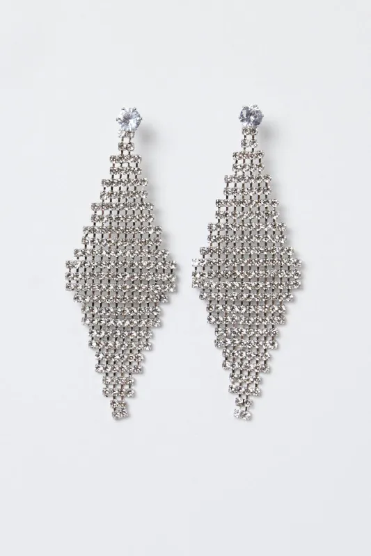 Grey Diamond Drop Earrings sold by Ally Fashion