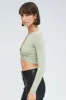 Green Cut Out Top Long Sleeve Crew Neck Seamless sold by Ally Fashion