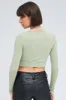 Green Cut Out Top Long Sleeve Crew Neck Seamless sold by Ally Fashion